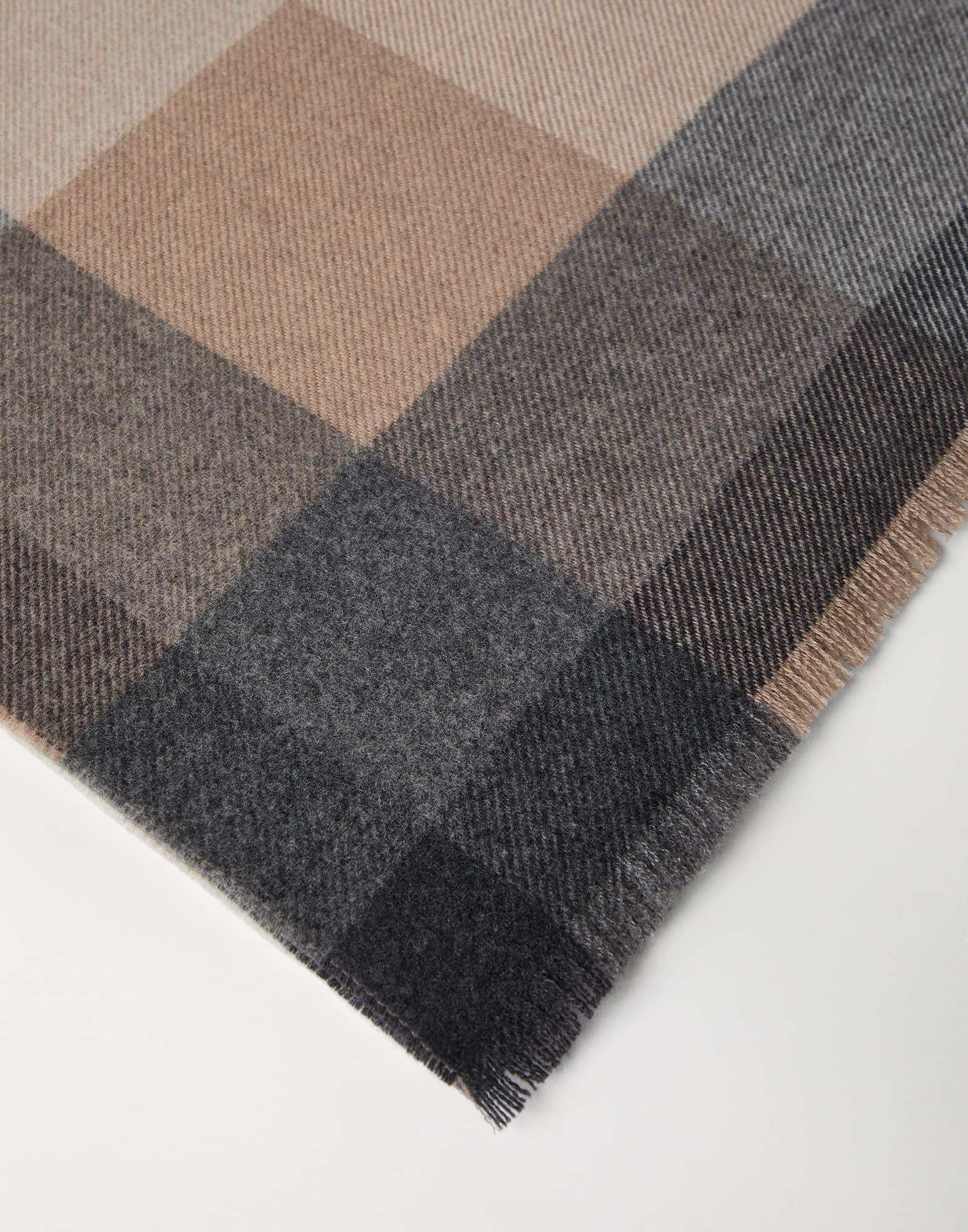 Wool and cashmere checked twill scarf - 2