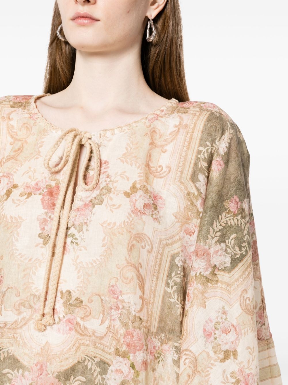 floral-print linen maxi dress - 5