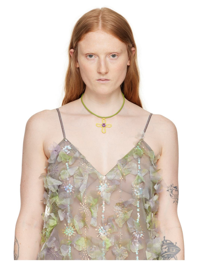 BEA BONGIASCA Yellow & Green Pop Choker & Lucky Flower Pendant Necklace outlook