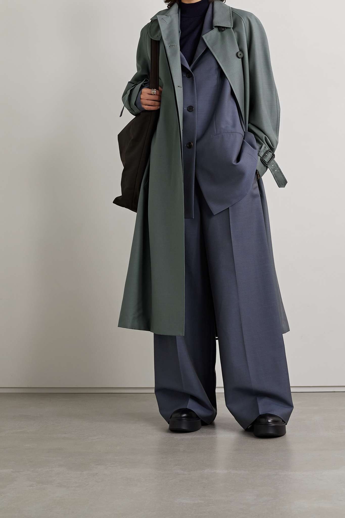 Karim belted wool and mohair-blend coat - 2