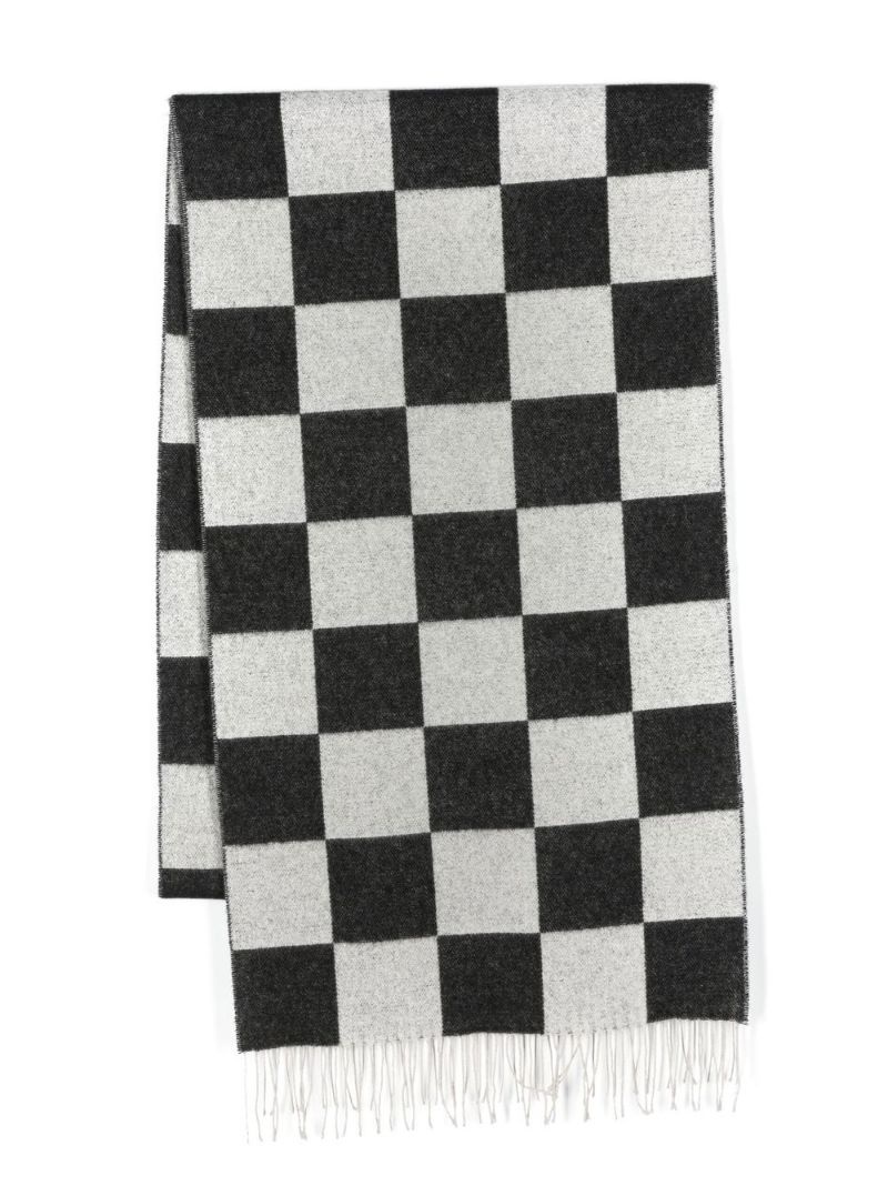 checkerboard-pattern knit scarf - 1