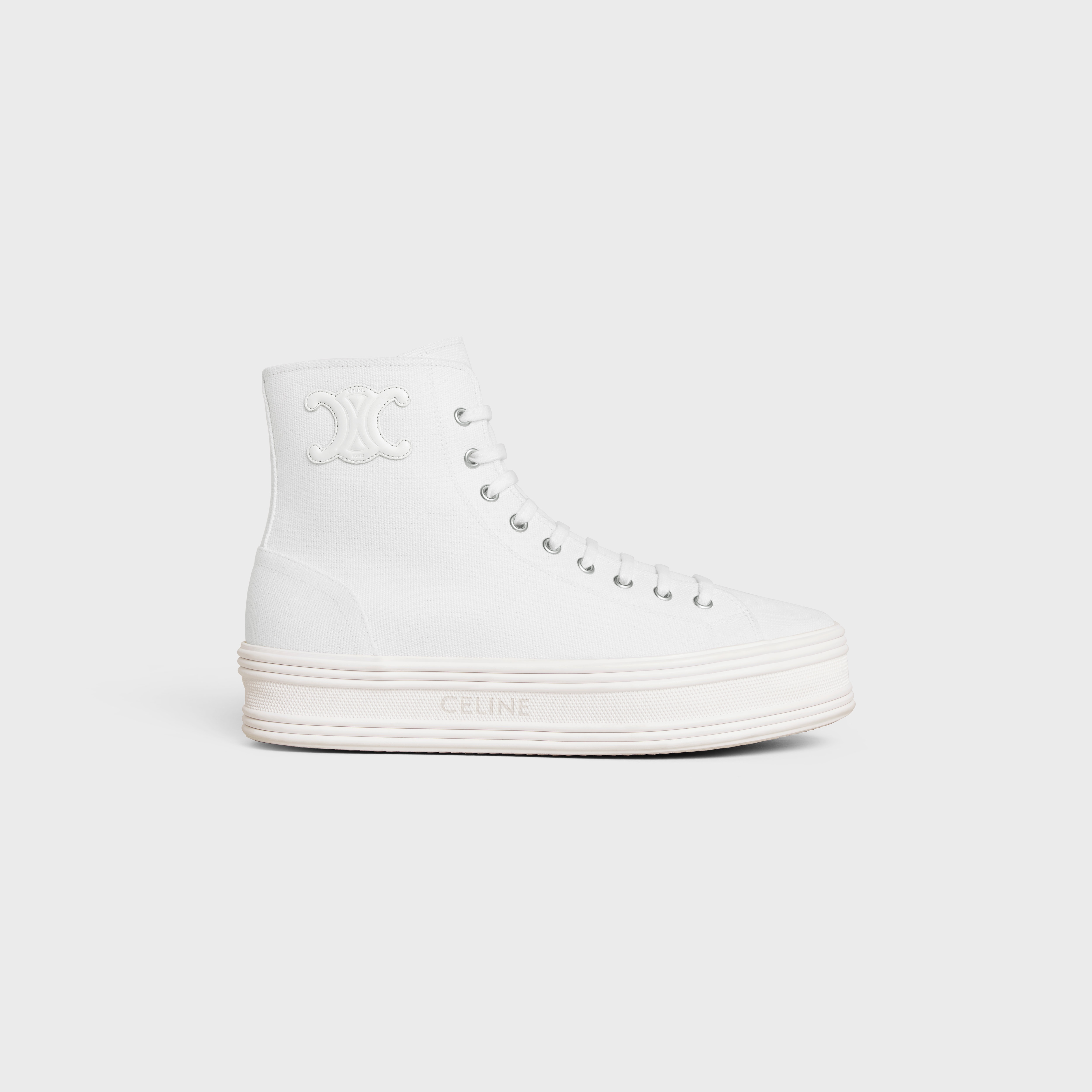 JANE MID LACE-UP SNEAKER in CANVAS AND CALFSKIN - 1
