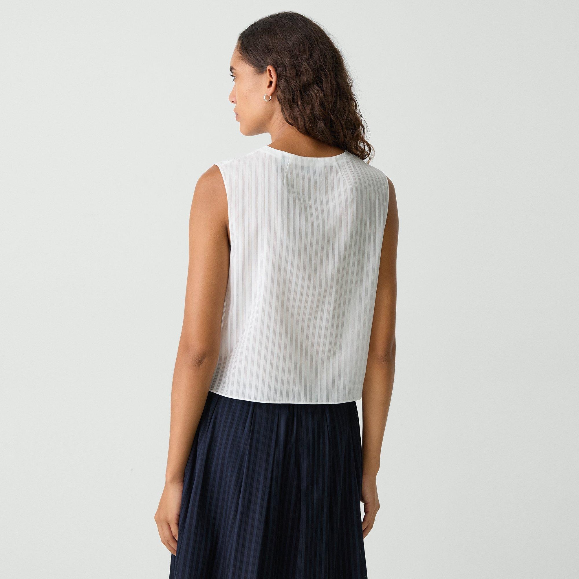 Button-Up Shell Top in Linear Cotton - 4