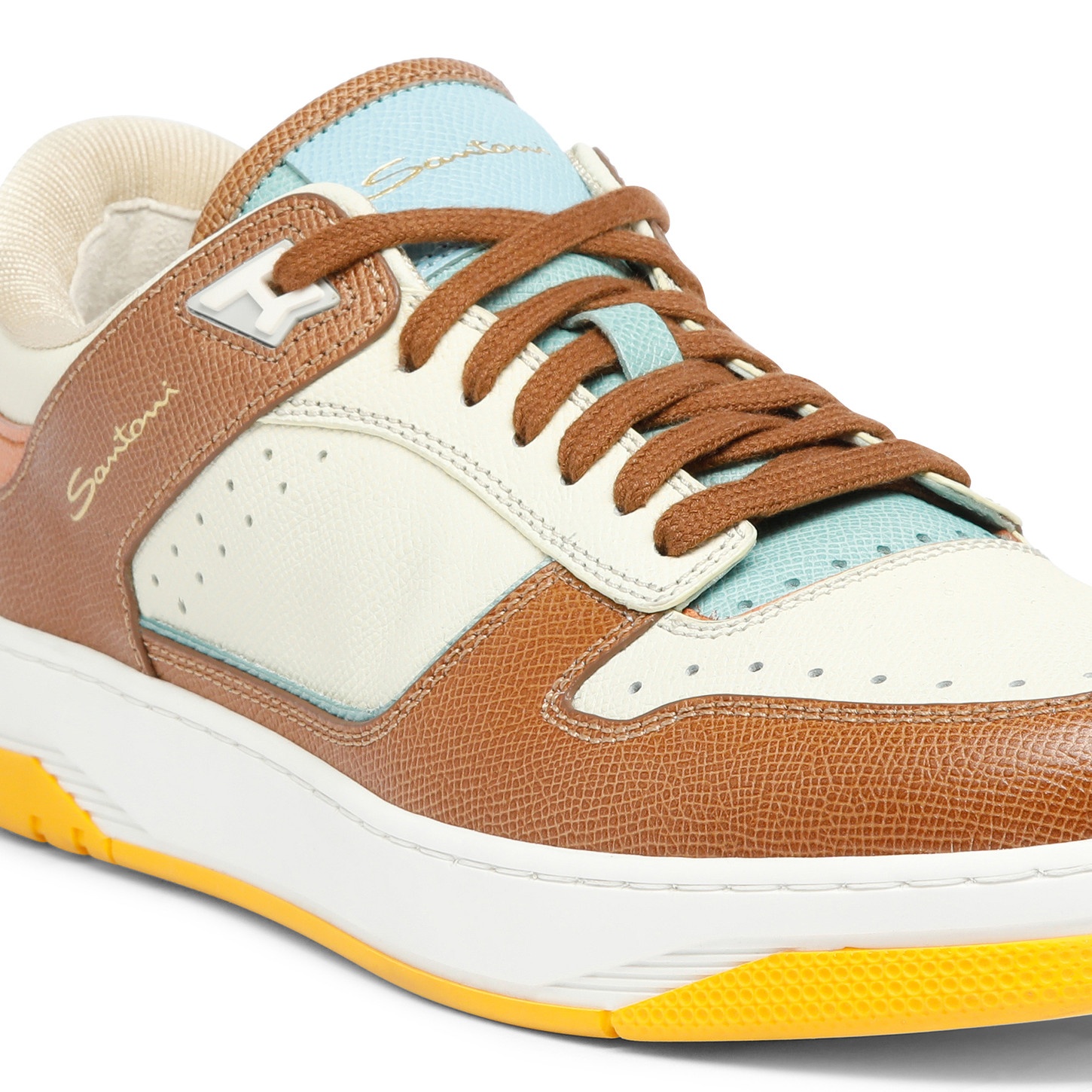 Men's white, brown and light brown Saffiano leather Sneak-Air sneaker - 6