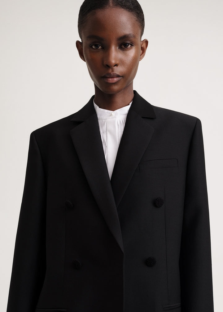 Relaxed wool suit jacket black - 5