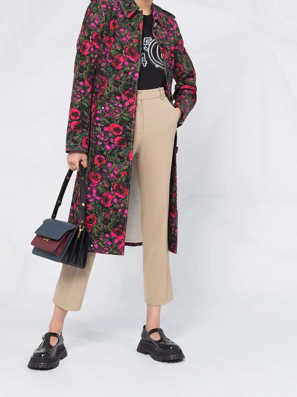 floral print tailored coat - 2