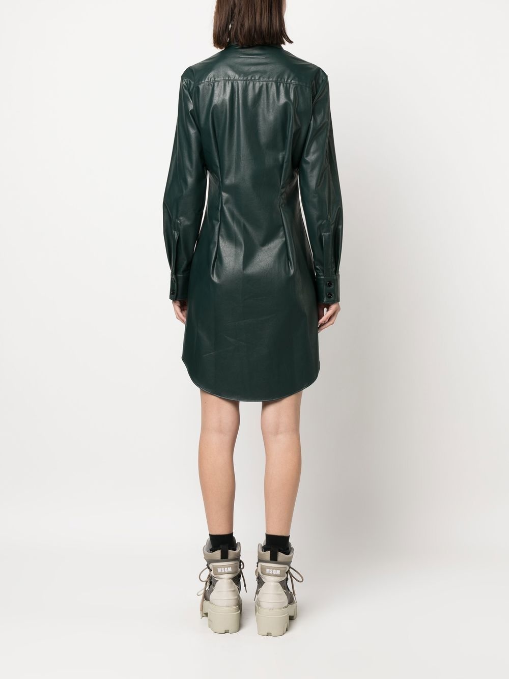 faux-leather shirt dress - 4
