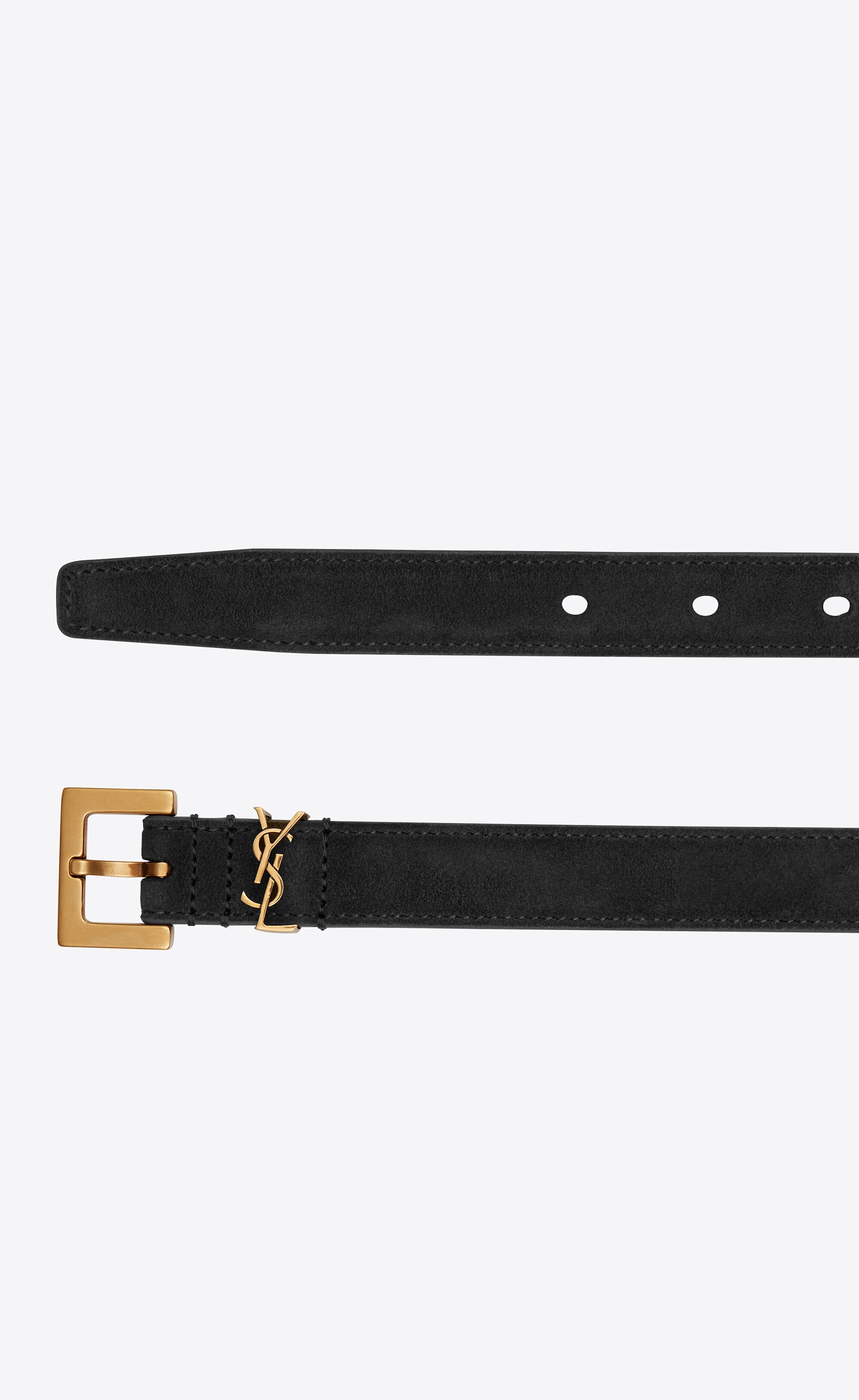 monogram thin belt with square buckle in suede - 2