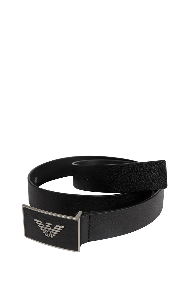 EMPORIO ARMANI Leather Belt With Eagle Plate outlook