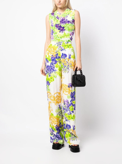 VERSACE floral-print wide-leg trousers outlook