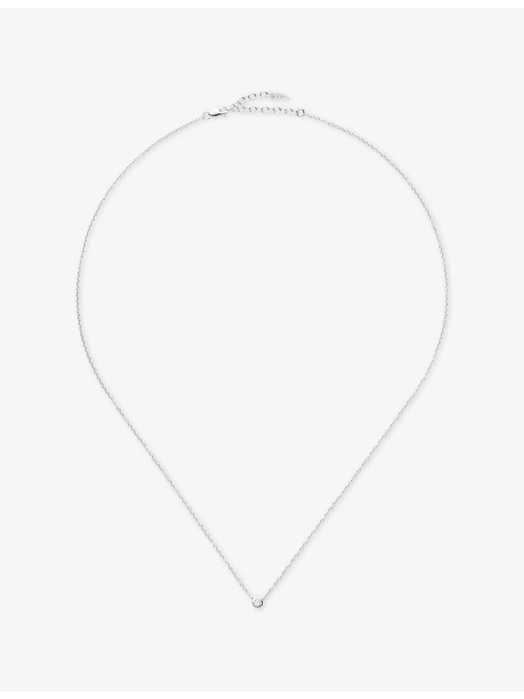 Fine Solitaire 14ct White Gold And Diamond Pendant Necklace - 1