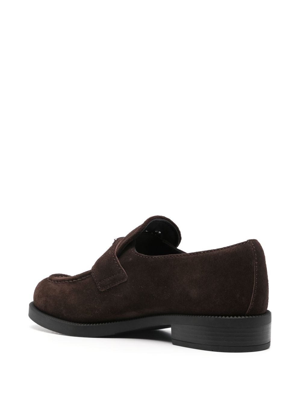 enamel triangle-logo suede loafers - 3
