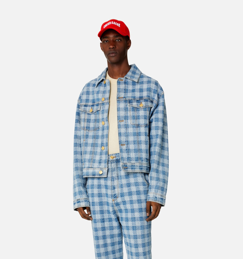 Gingham Boxy Fit Denim Jacket 2