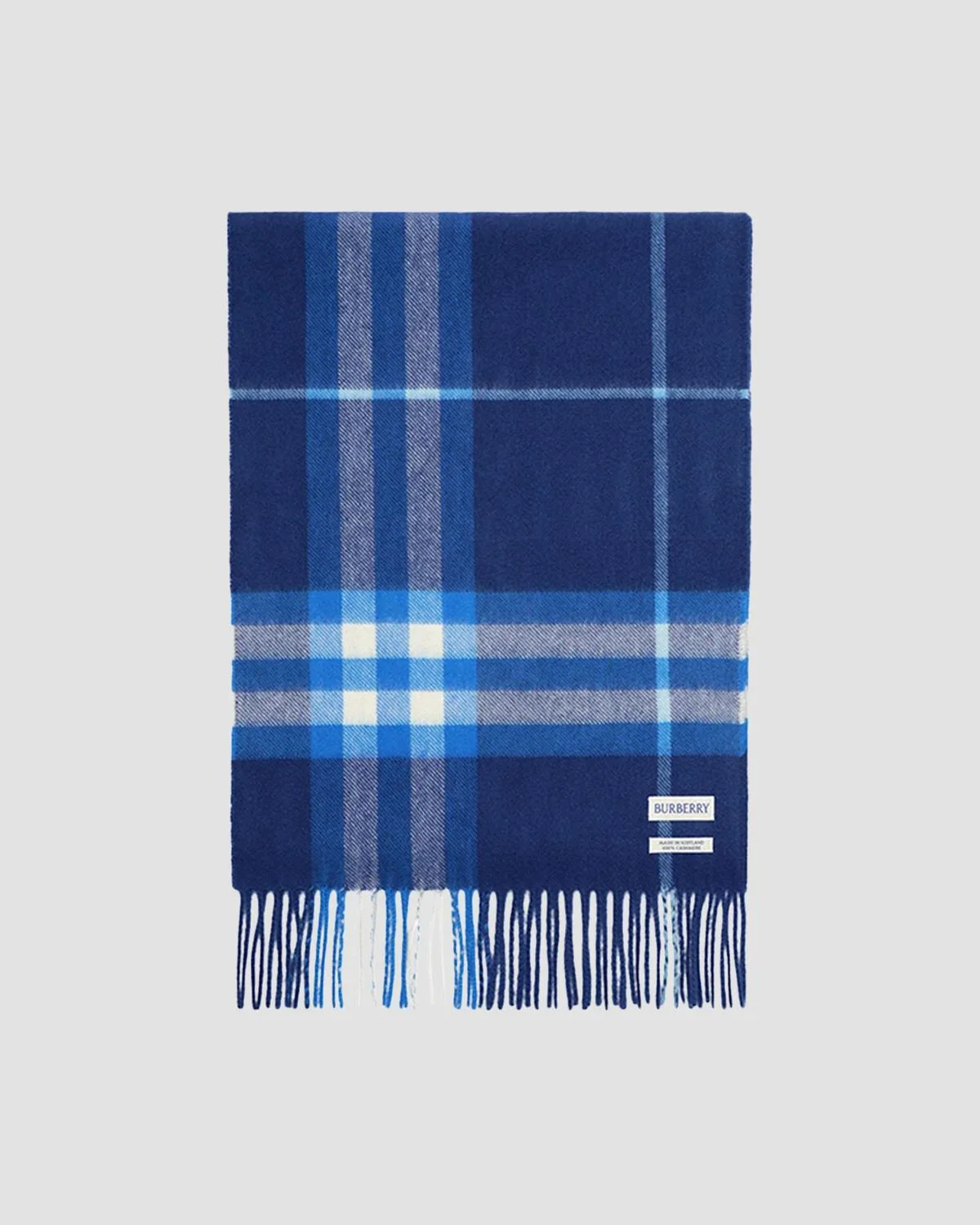 Men's Check Cashmere Scarf - Torrent Blue - 1