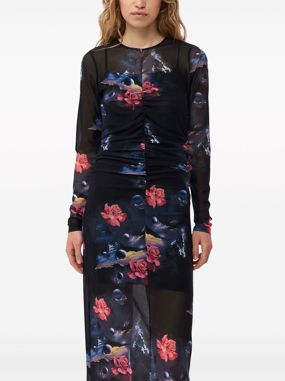 floral-print ruched maxi dress - 5