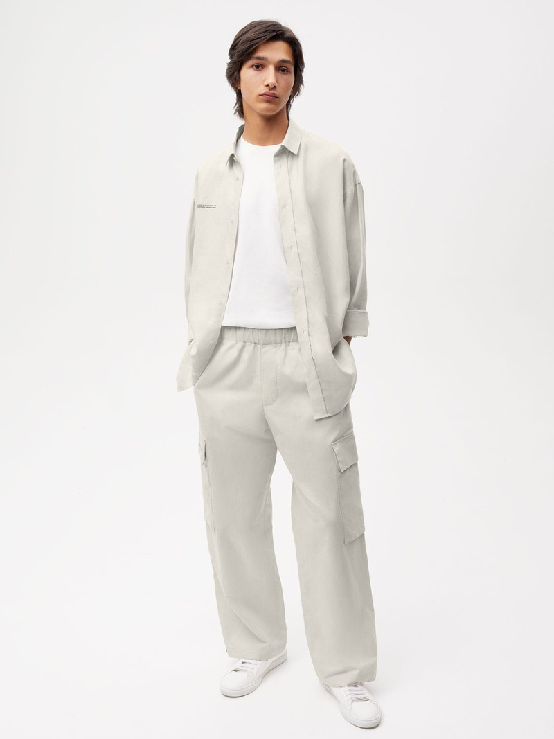 PANGAIA Mens Organic Cotton Linen Cargo Pants - Limestone outlook
