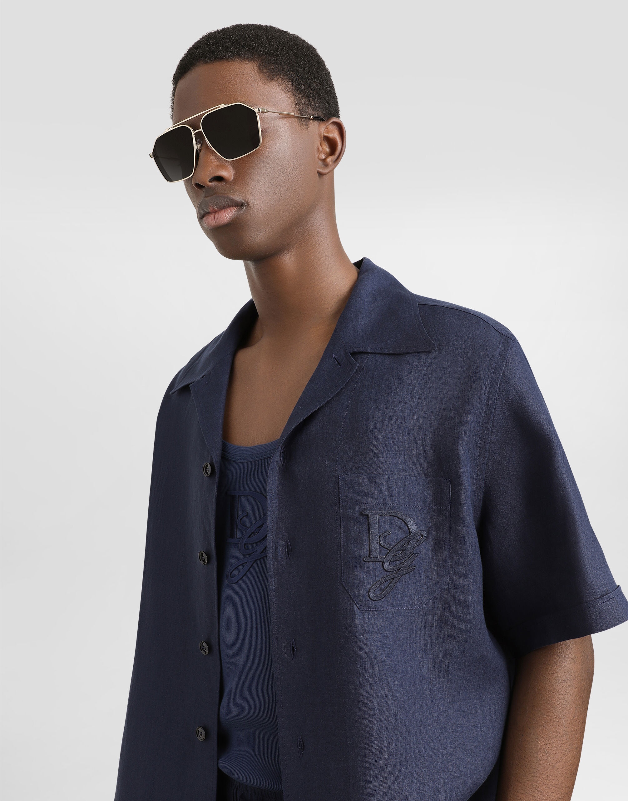 Linen shirt with logo embroidery - 4