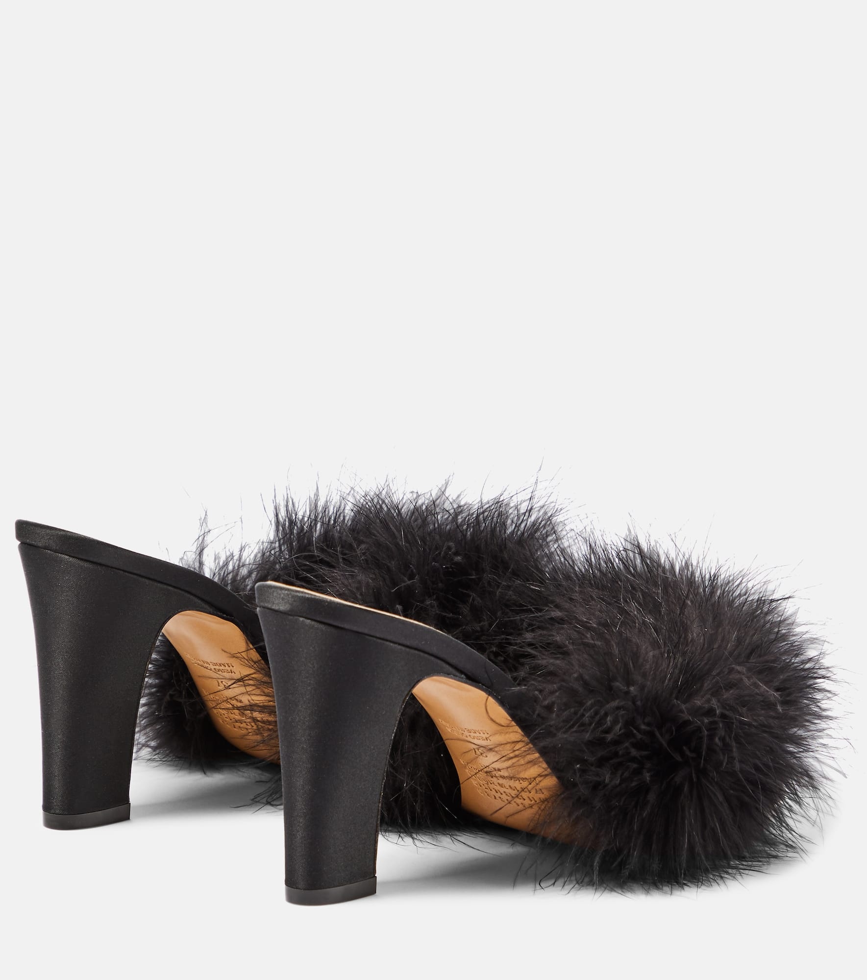 Feather-embellished mules - 3