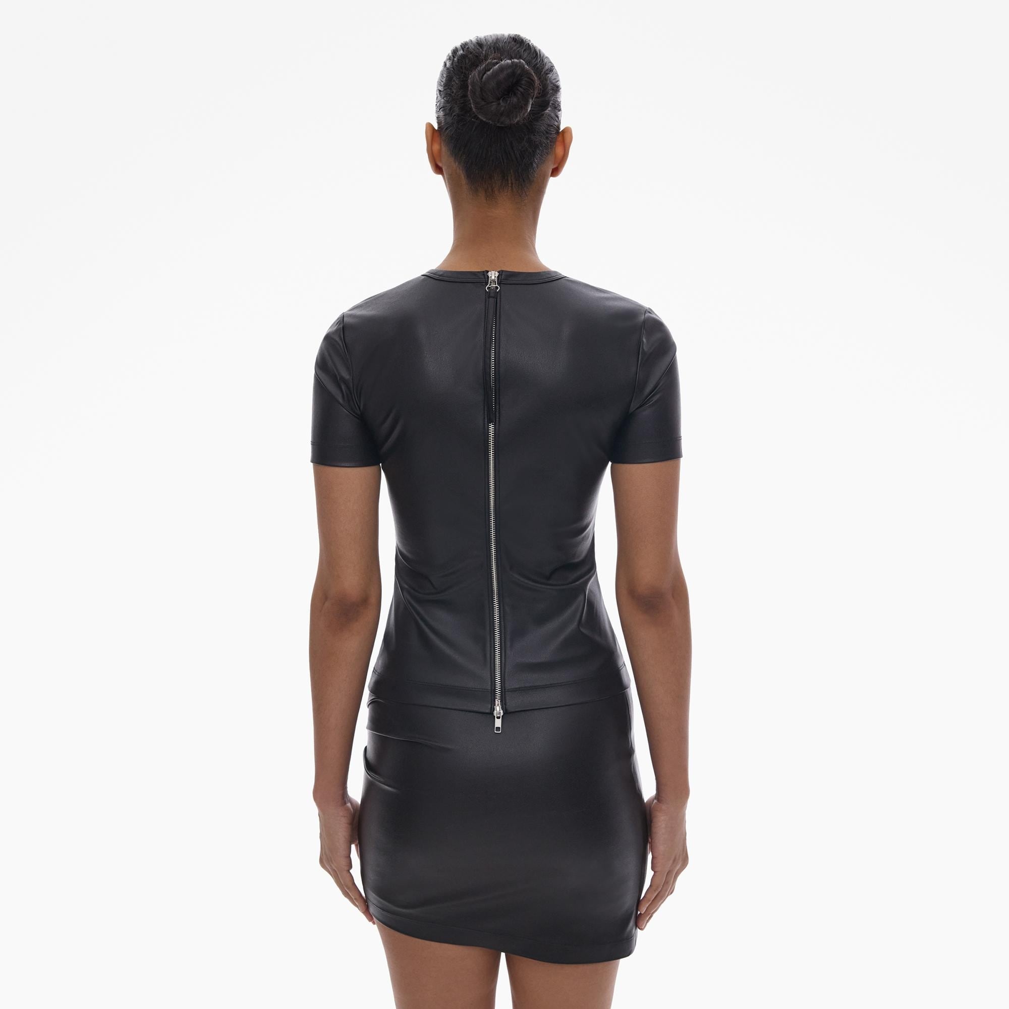 FAUX LEATHER TEE - 4