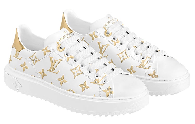 (WMNS) LOUIS VUITTON Time Out Sneakers 'White with Gold Monogram' 1A8TAA - 3