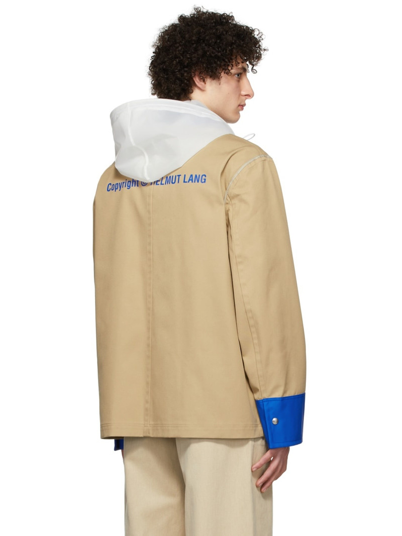 Beige & Blue Rubber Mac Rain Jacket 3