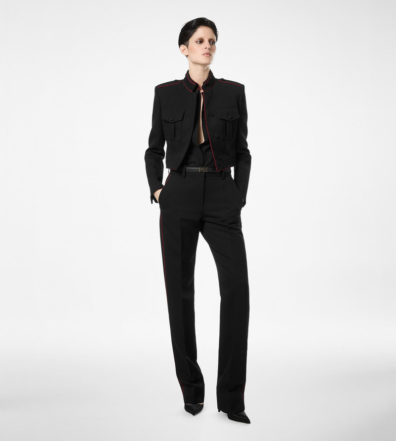 SHARP WOOL GABARDINE OFFICER JACKET WITH PIPING 3