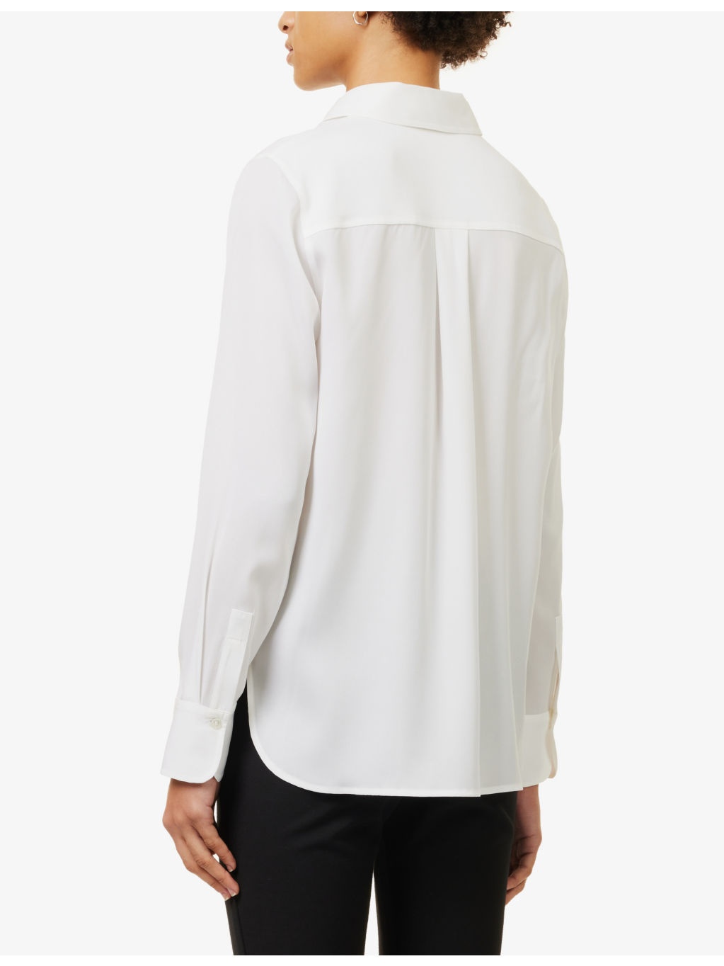 Curved-hem slim-fit silk-blend shirt - 4