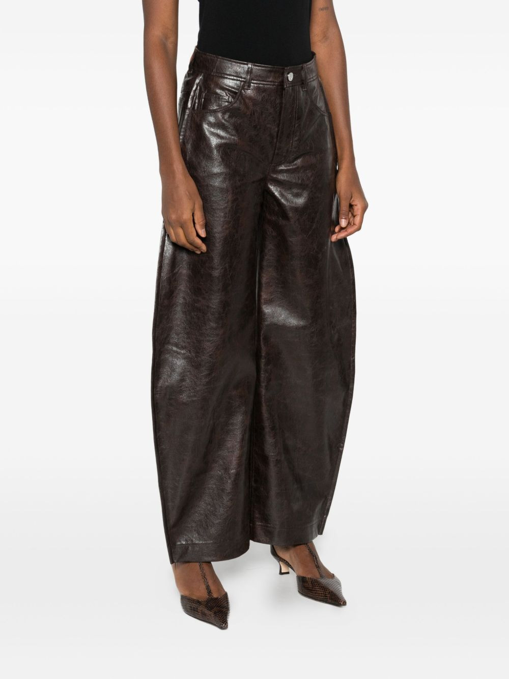 leather flared trousers - 3