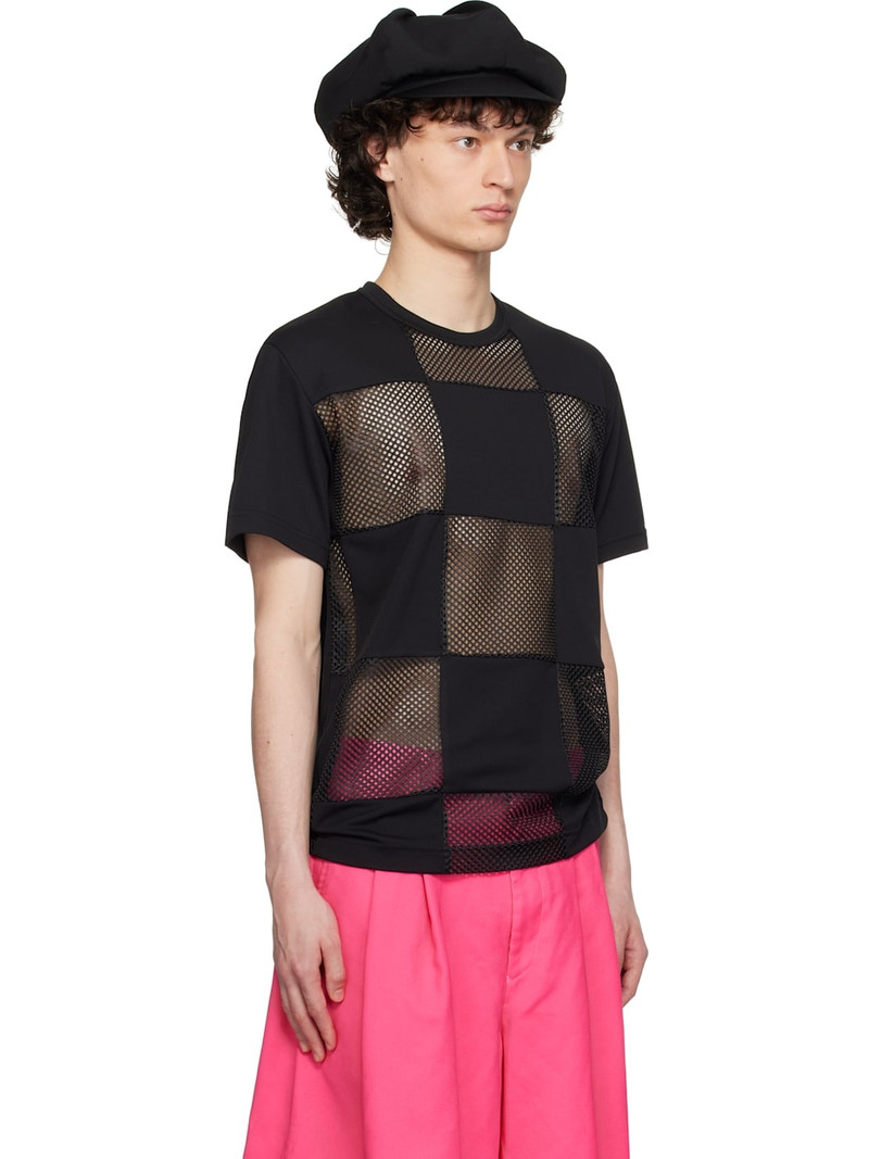 Black Polyester Piqué x Mesh T-shirt 2