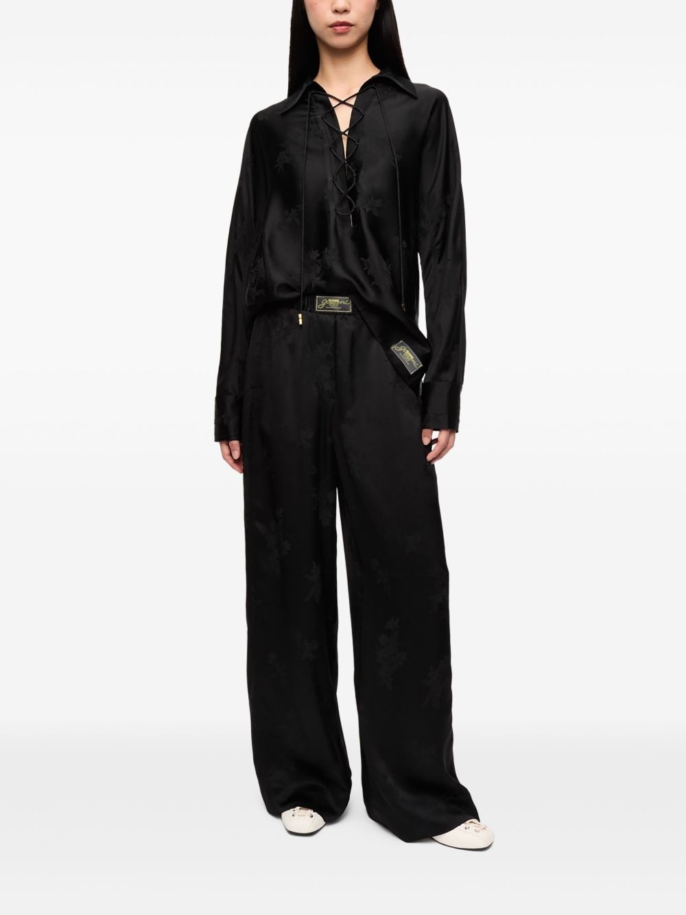 floral-jacquard trousers - 2