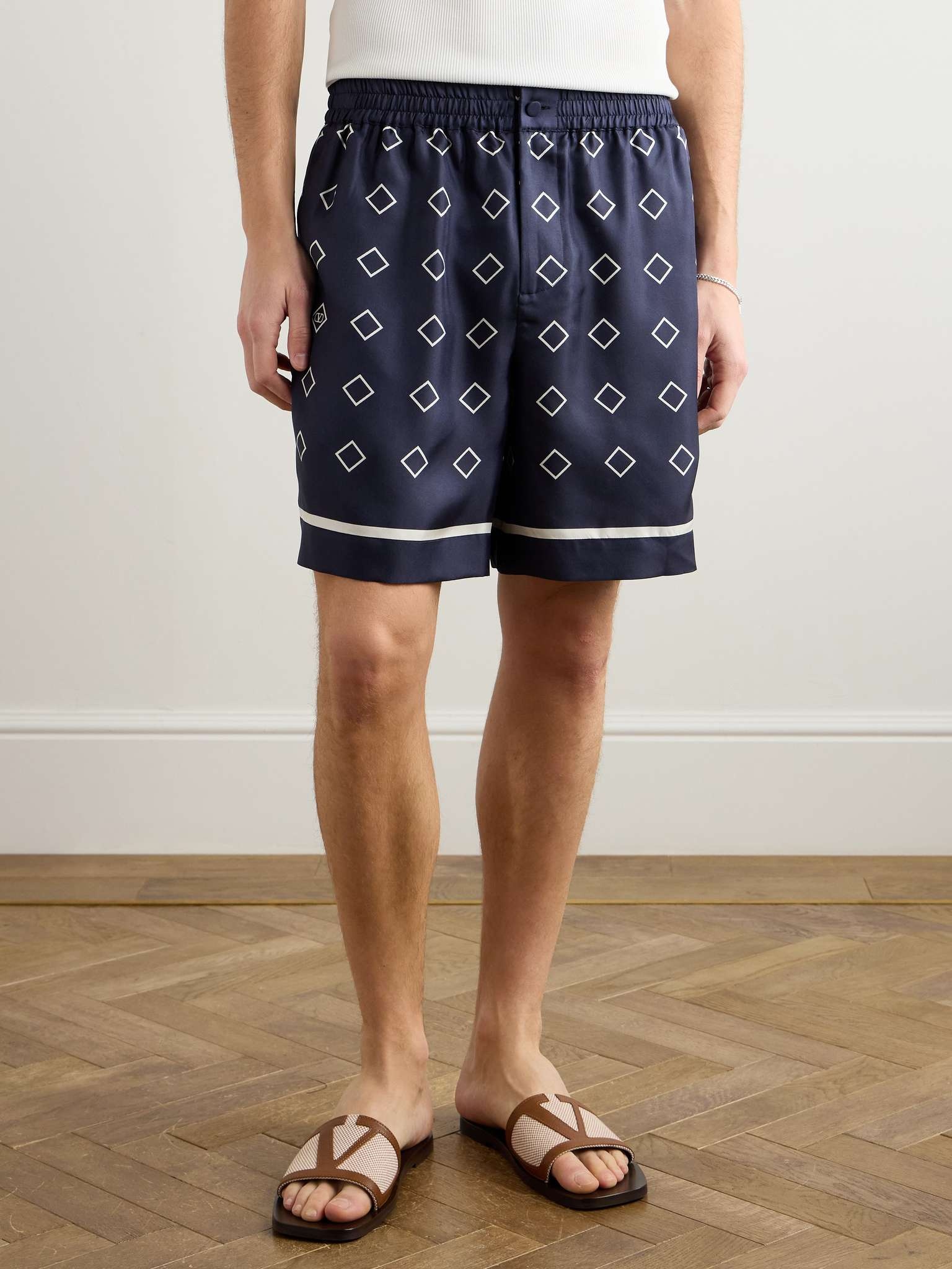 Straight-Leg Printed Silk-Twill Shorts - 3
