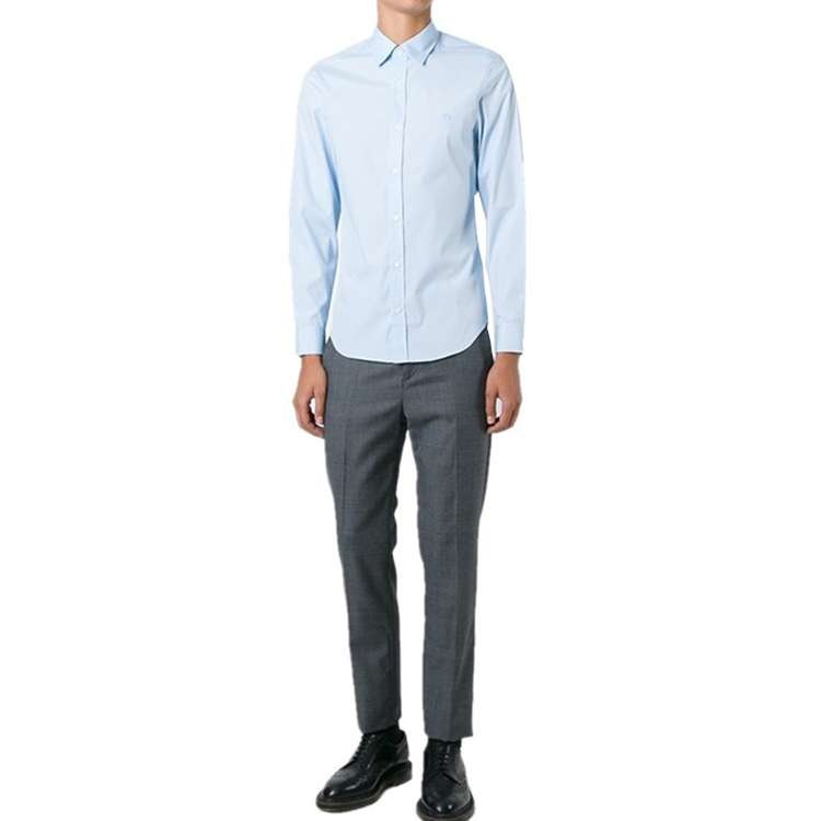 Men's Burberry Cotton Classic Long Sleeves Shirt Blue 39911601 - 4