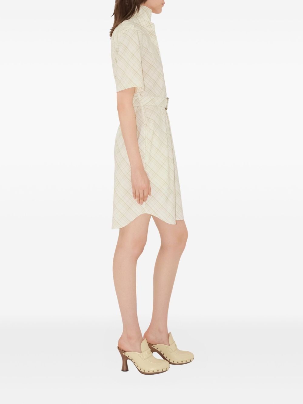 check-print cotton shirt dress - 2