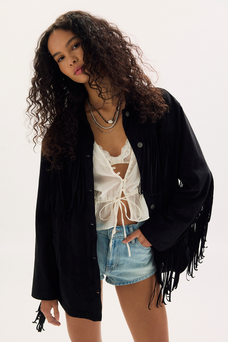 FREE PEOPLE We The Free Fringe Out Vegan Suede Jacket outlook