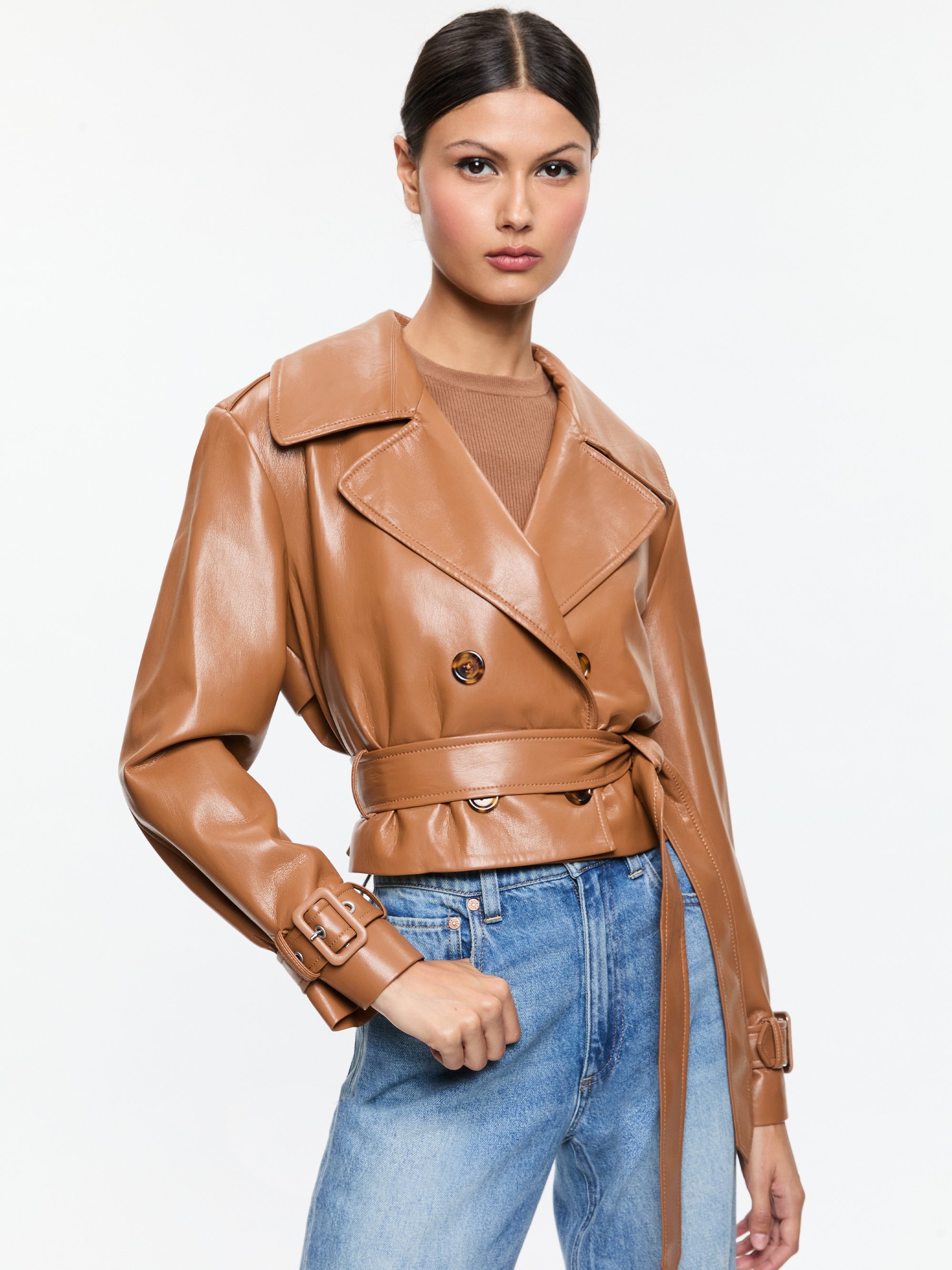 KEITH VEGAN CROPPED TRENCH WITH BELT - 2