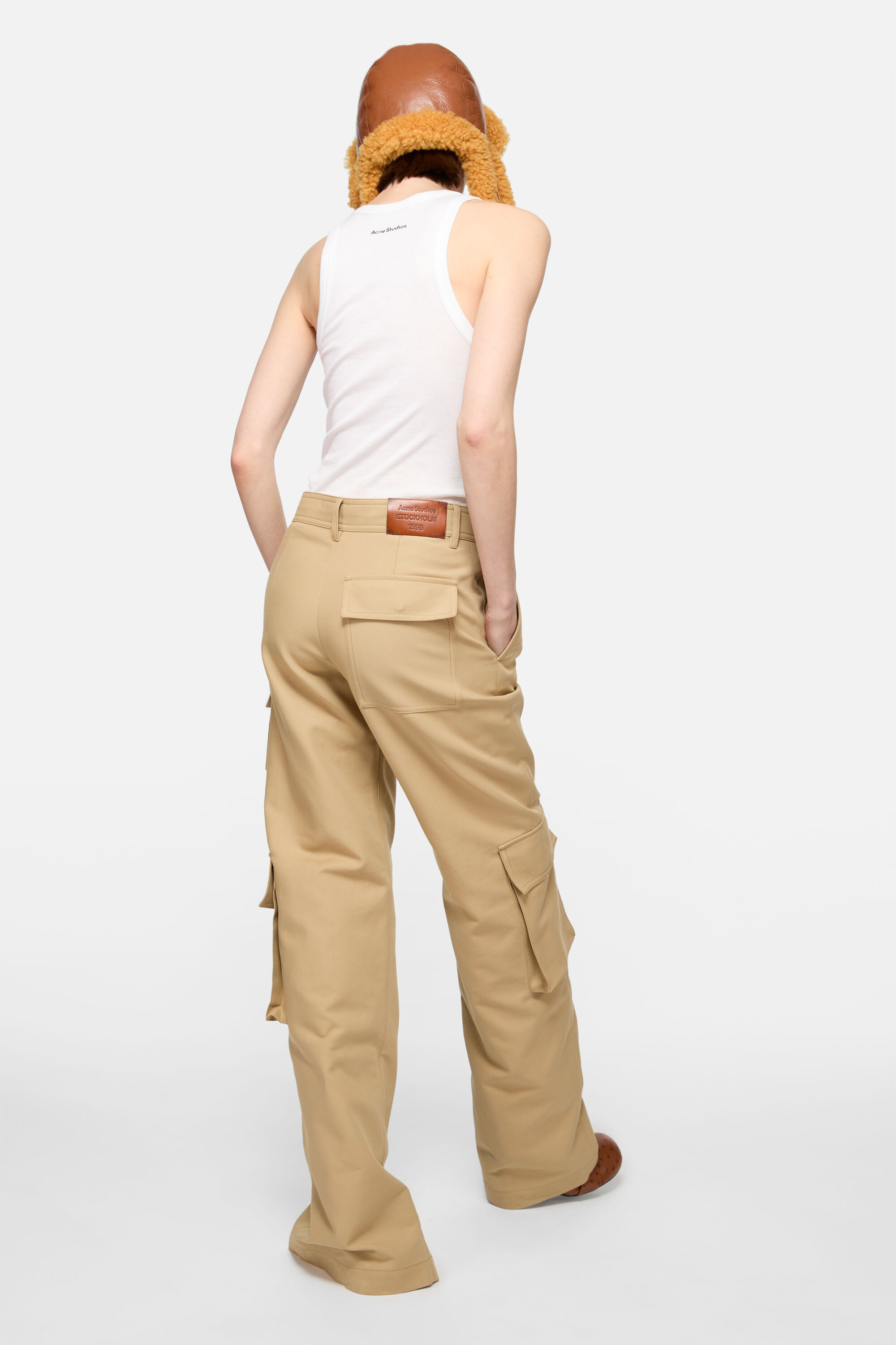 Layered satin trousers - Beige - 3
