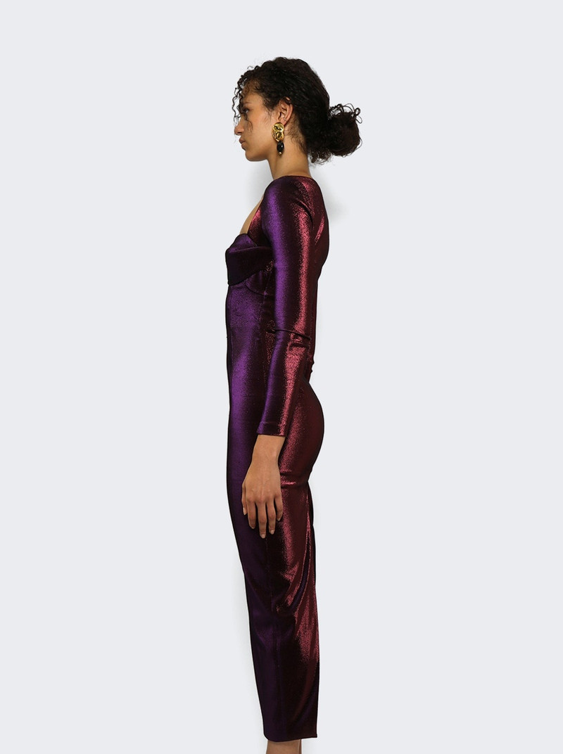 Rope Cup Long Sleeve Midi Dress Purple 4