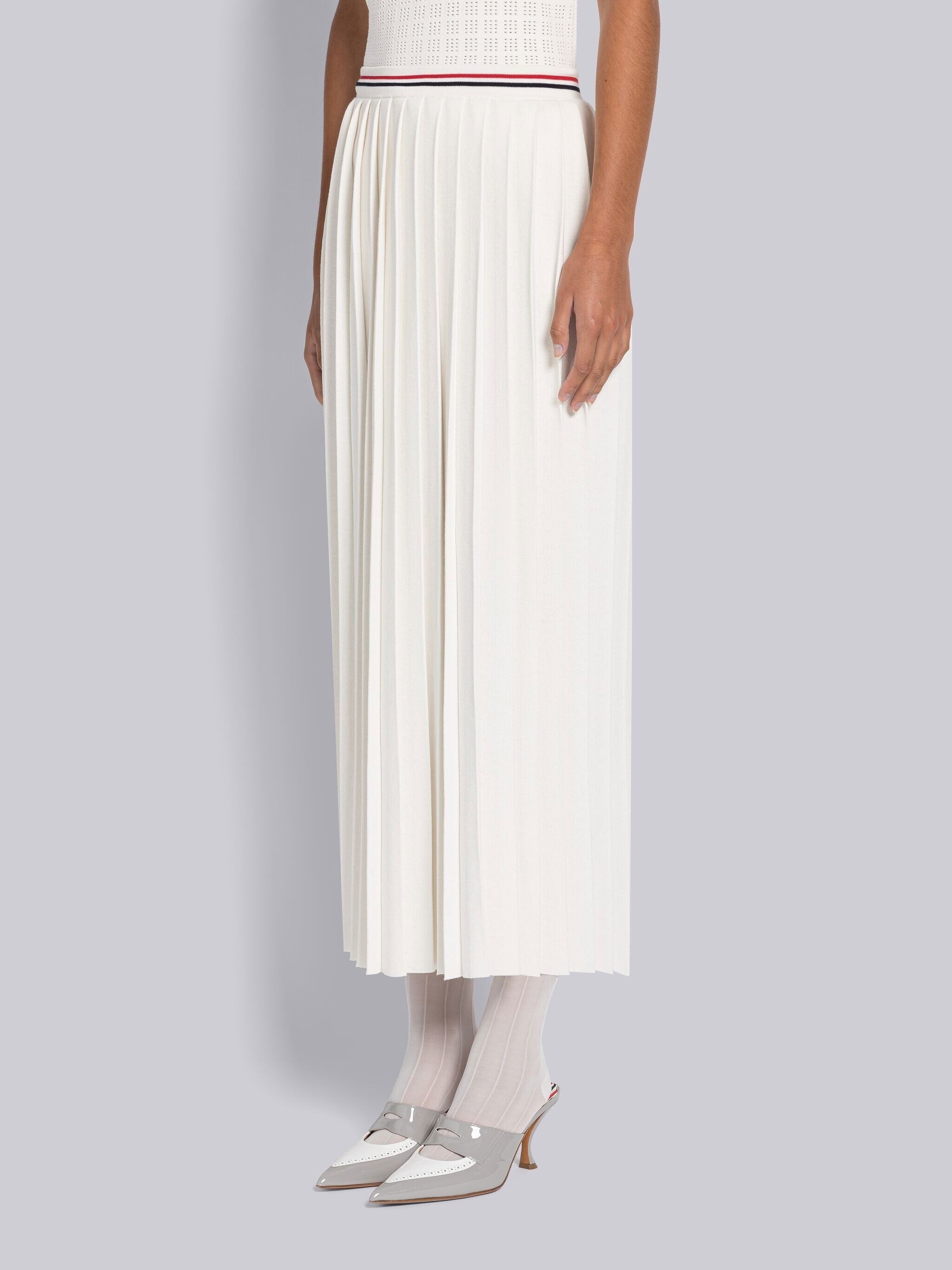 Cotton Stripe Pleated Skirt - 2