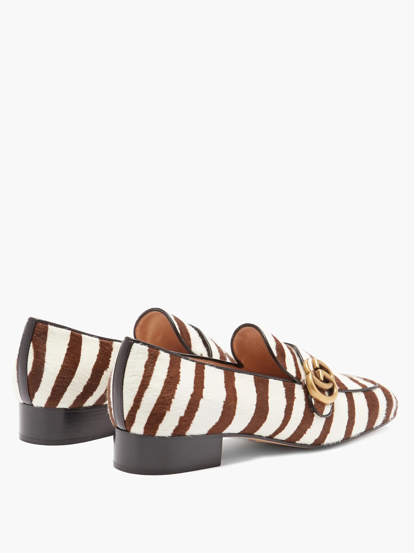 Marmont GG zebra-stripe calf-hair loafers - 4