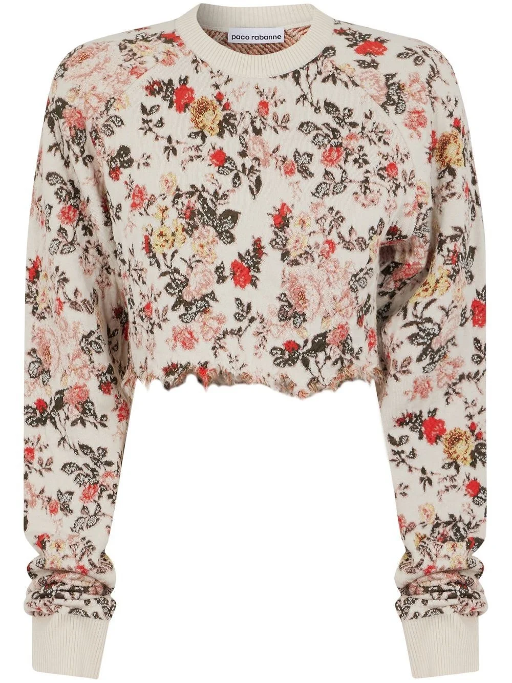 floral-print cropped sweatshirt - 1