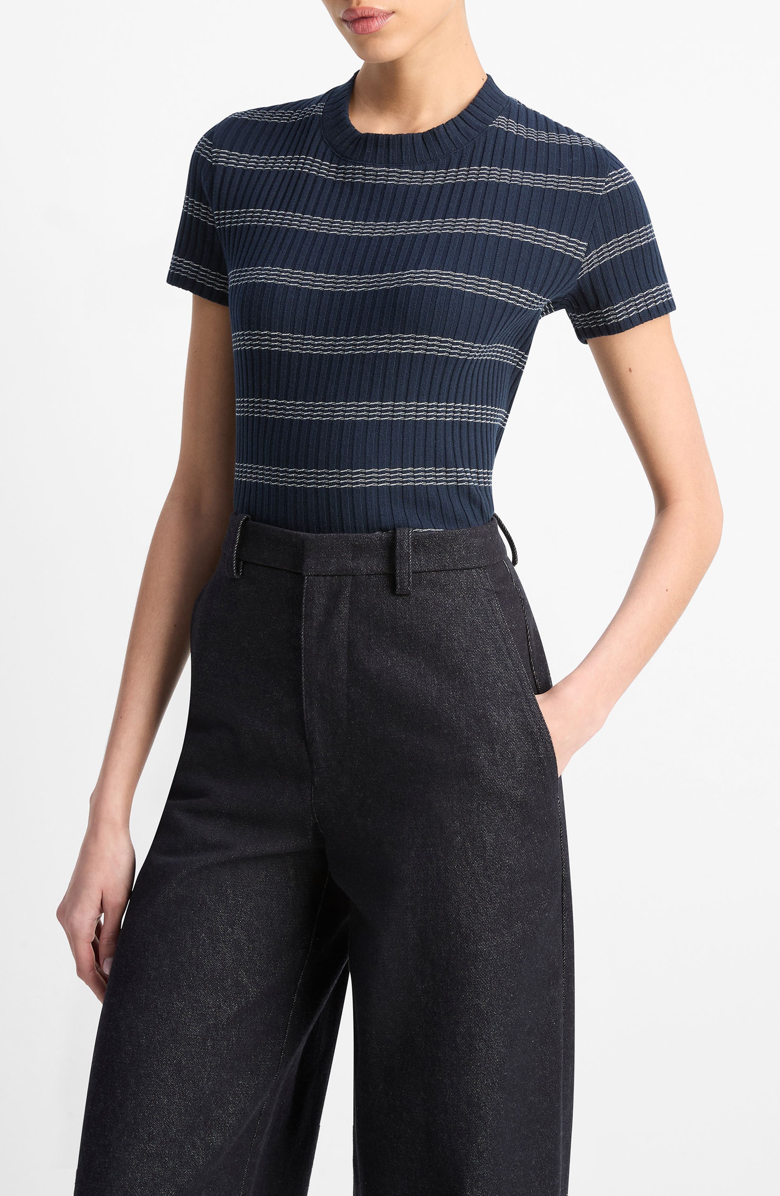 Vince Stripe Rib Sweater in Coastal Combo at Nordstrom - 3