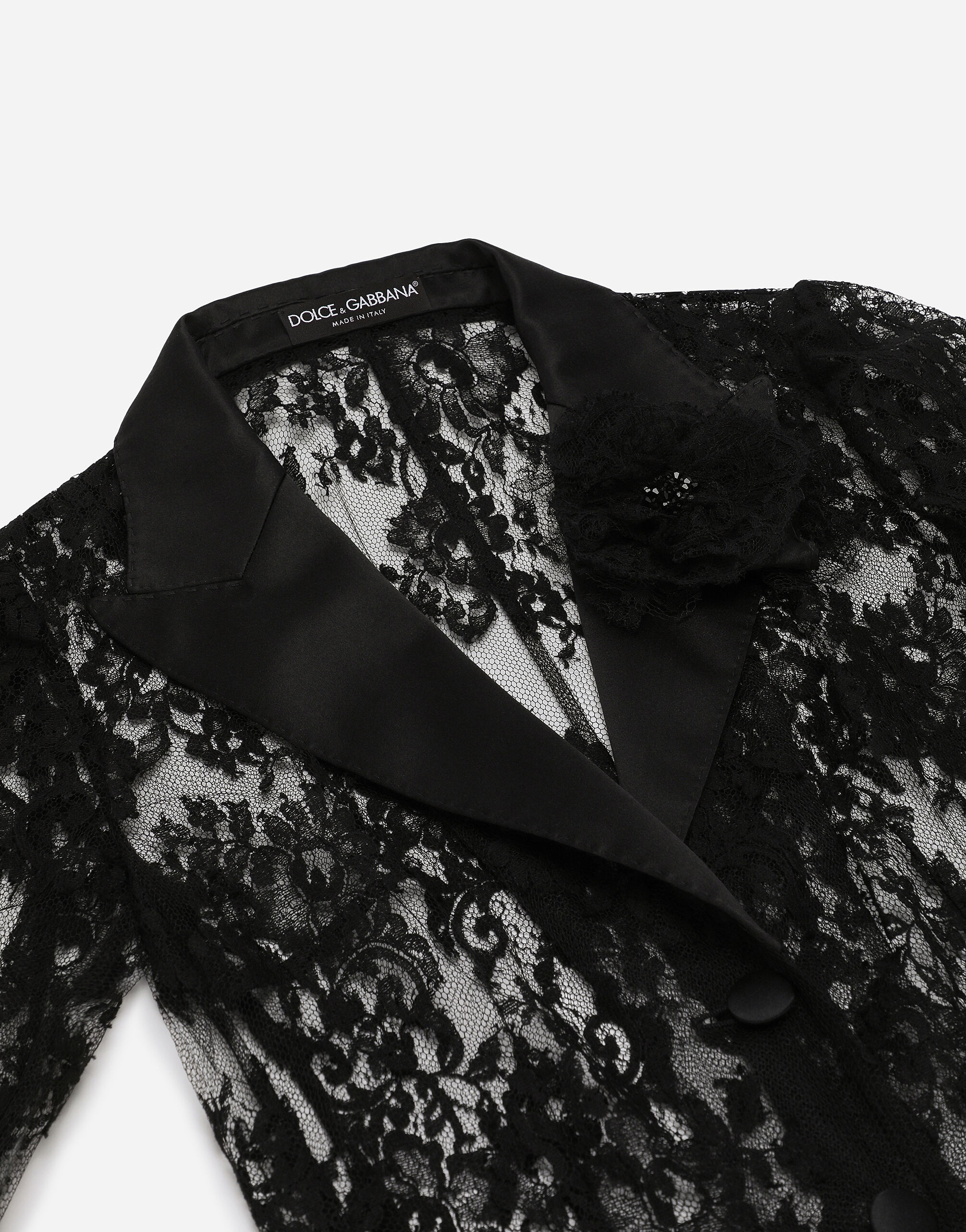 Floral lace jacket with satin details - 10