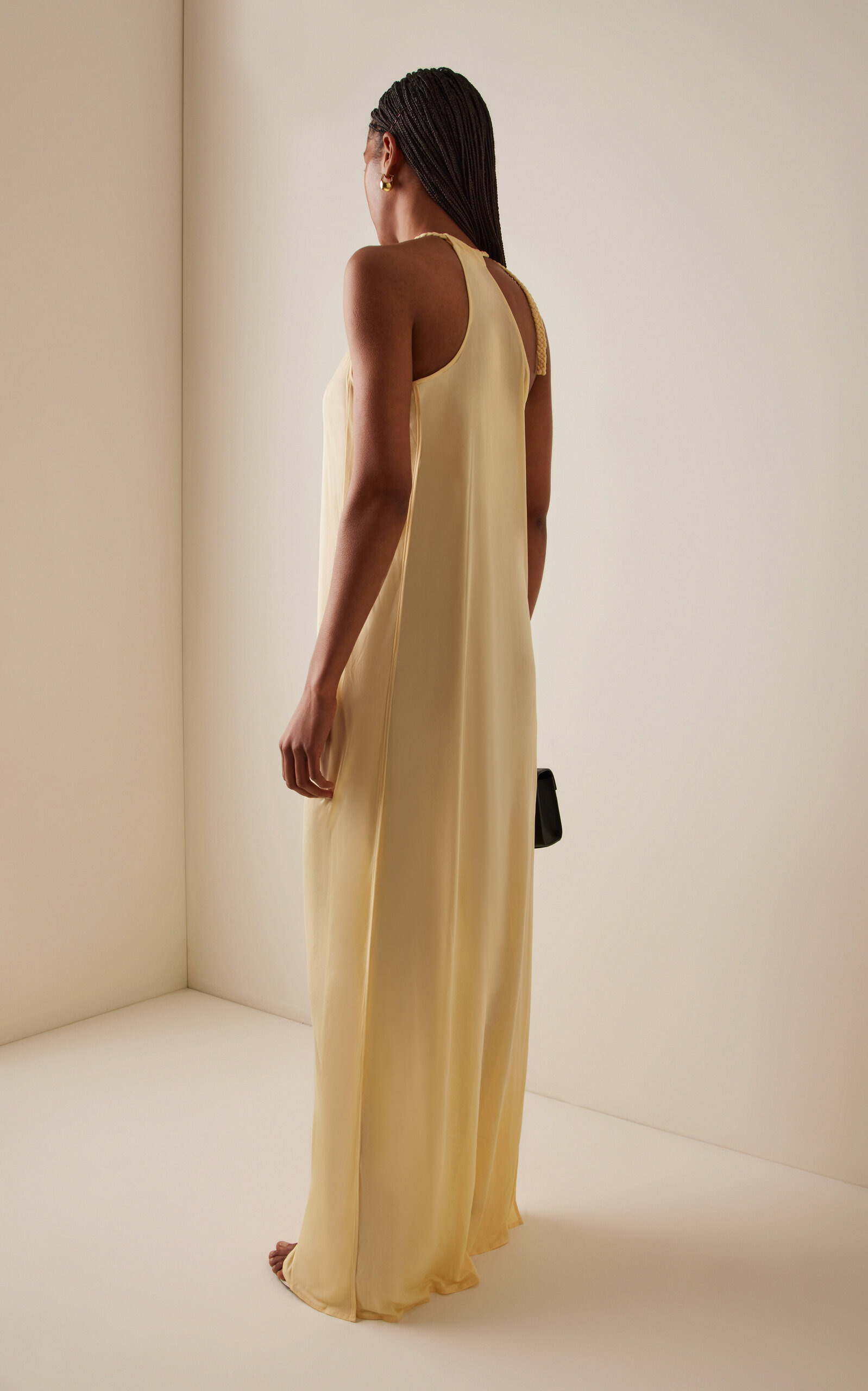 Spikelet Crepe Maxi Dress yellow - 4