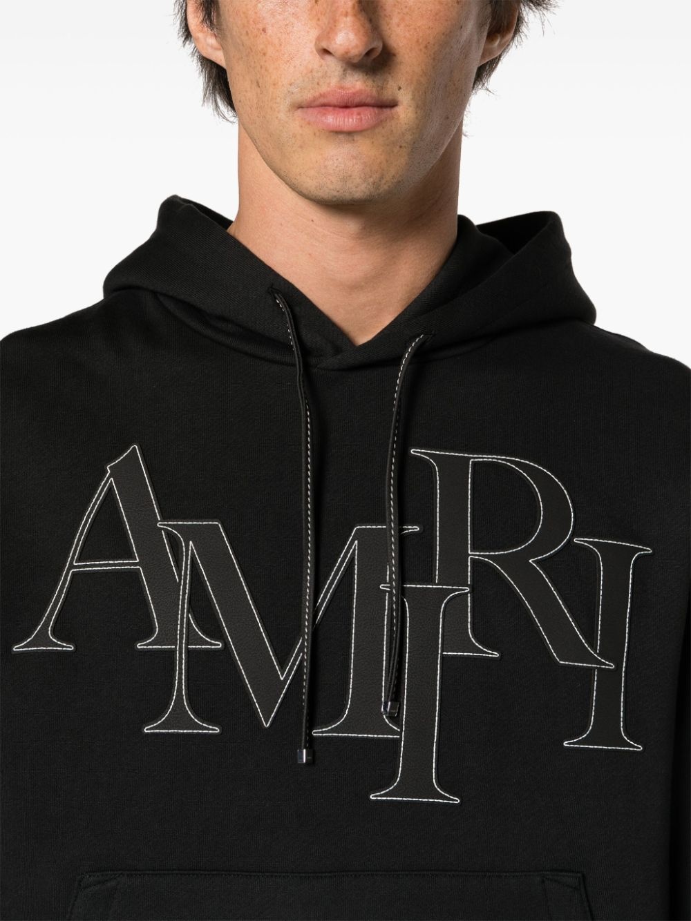Staggered logo-patches hoodie - 5