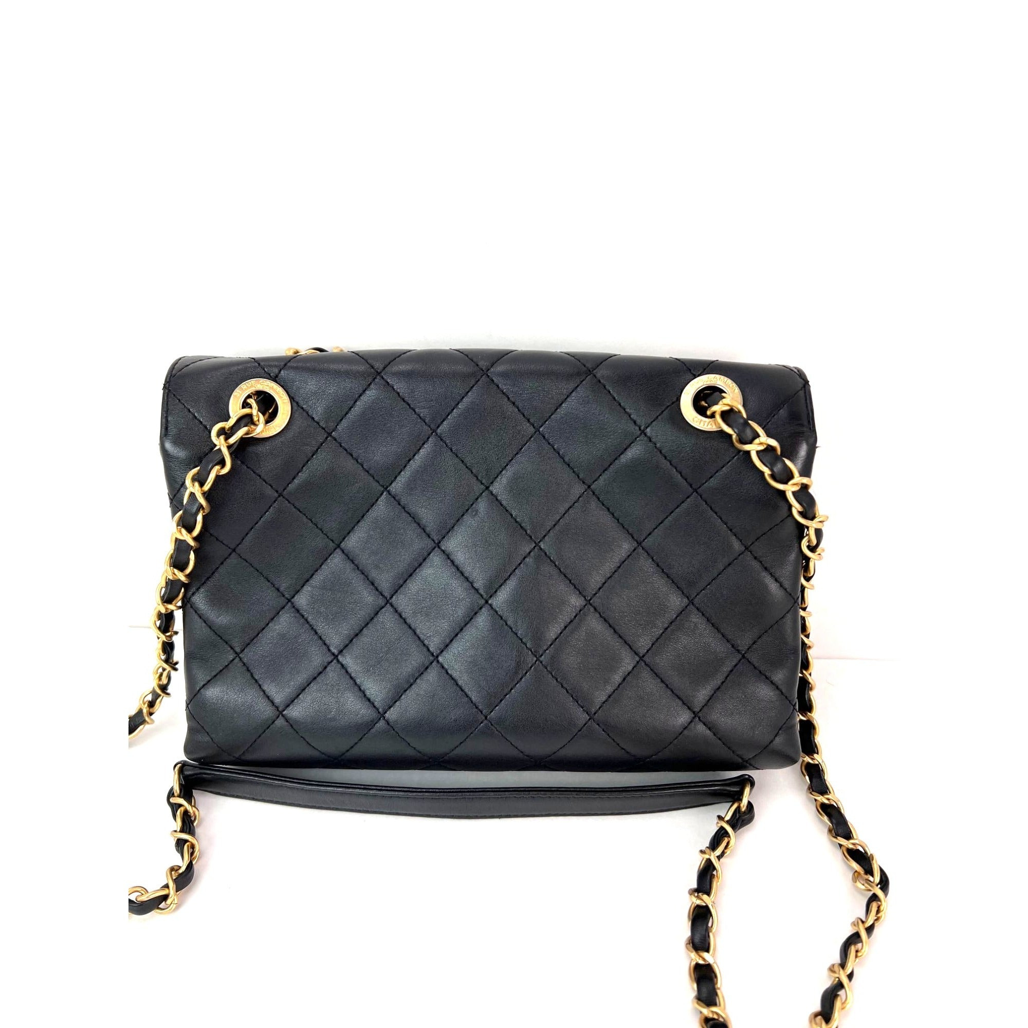 Chanel Calfskin Quilted Enchained Black Flap Shoulder Bag - 2