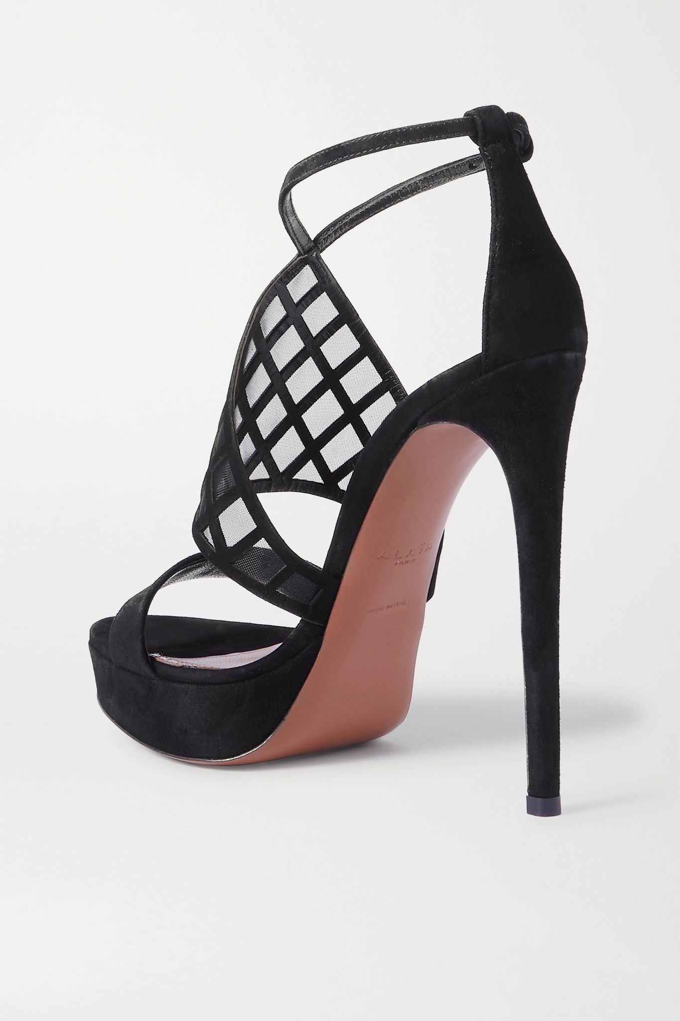 145 suede and mesh platform sandals - 4