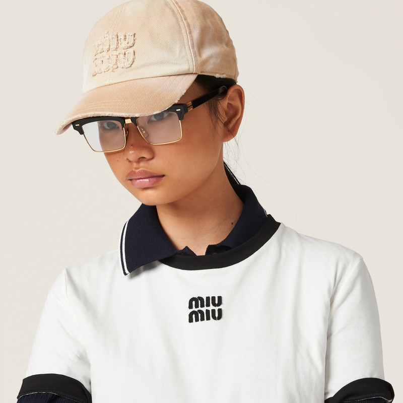 Miu Miu Denim baseball cap outlook