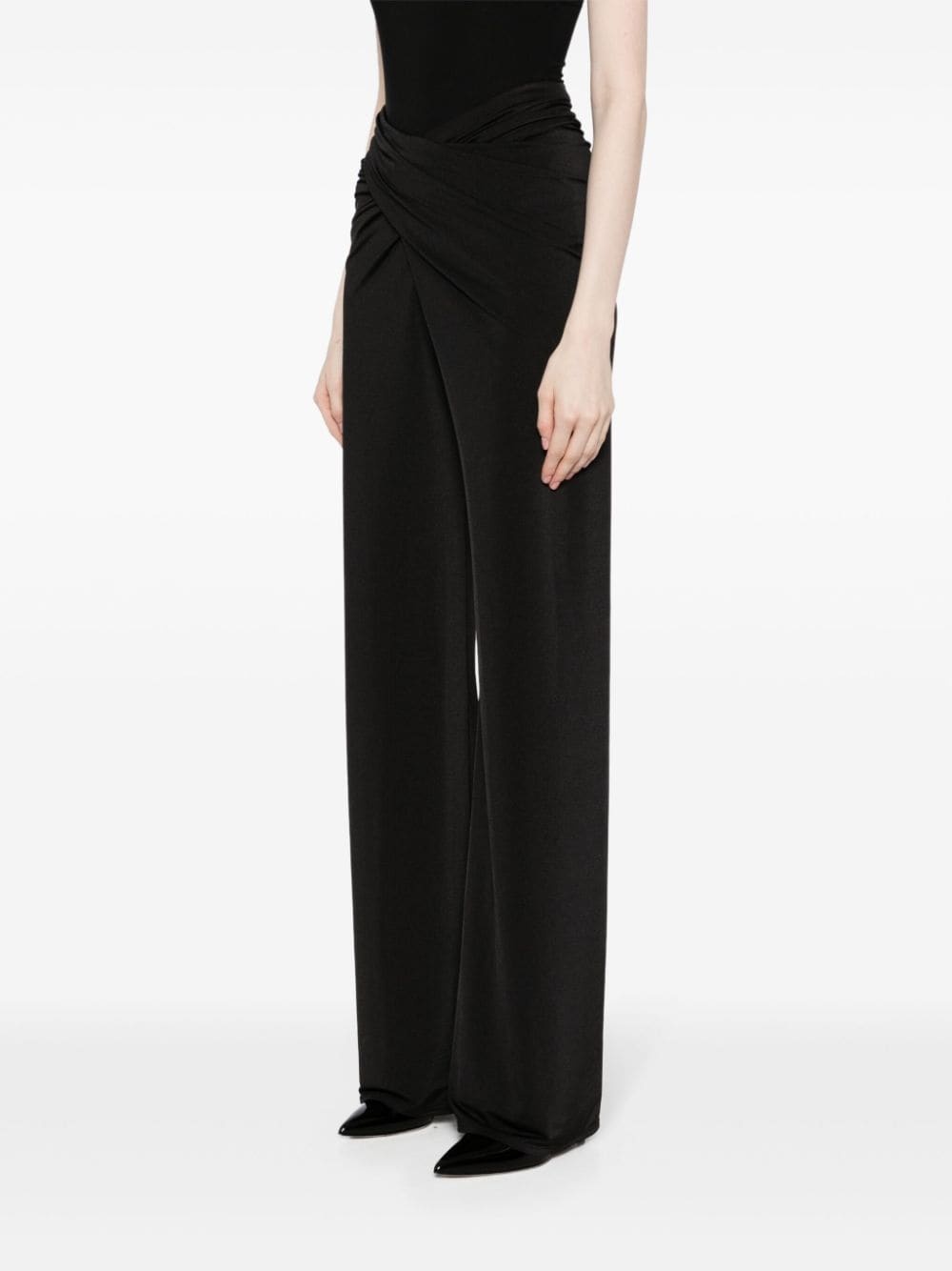 Boxte wrap-waist satin-jersey trousers - 3