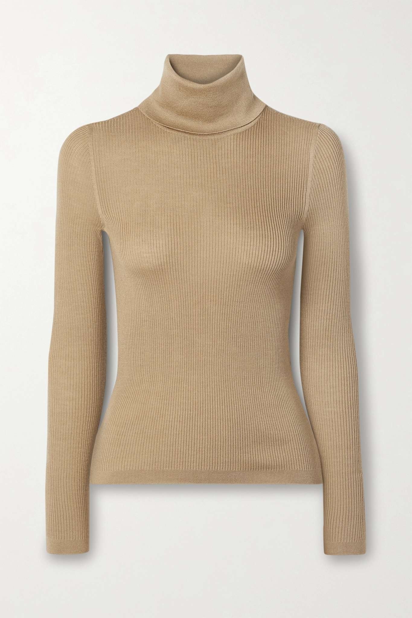 Ribbed wool, cashmere and silk-blend turtleneck sweater - 1