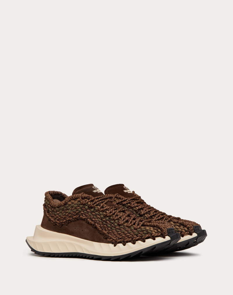 VALENTINO GARAVANI OUTDOOR CROCHET SNEAKERS IN FABRIC AND SUEDE 2